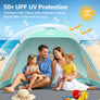 Wolfwise Beach Tent Sun Shelter for 4 Person, UPF 50+, Mint Green