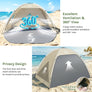 Wolfwise Beach Tent Sun Shelter for 4 Person with UPF 50+ UV Protection,Beige