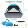 Wolfwise Beach Tent Sun Shelter for 4 Person, UPF 50+, Black Coating