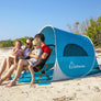 Wolfwise pop up beach tent provides a spacious interior shelter that comfortably fits 3-4 people ( 3 adults, or 2 adults with 2 kids).