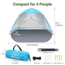 Wolfwise Beach Tent Sun Shelter for 4 Person, UPF 50+ UV Protection, Blue