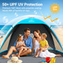 Wolfwise Beach Tent Sun Shelter for 4 Person, UPF 50+, Black Coating