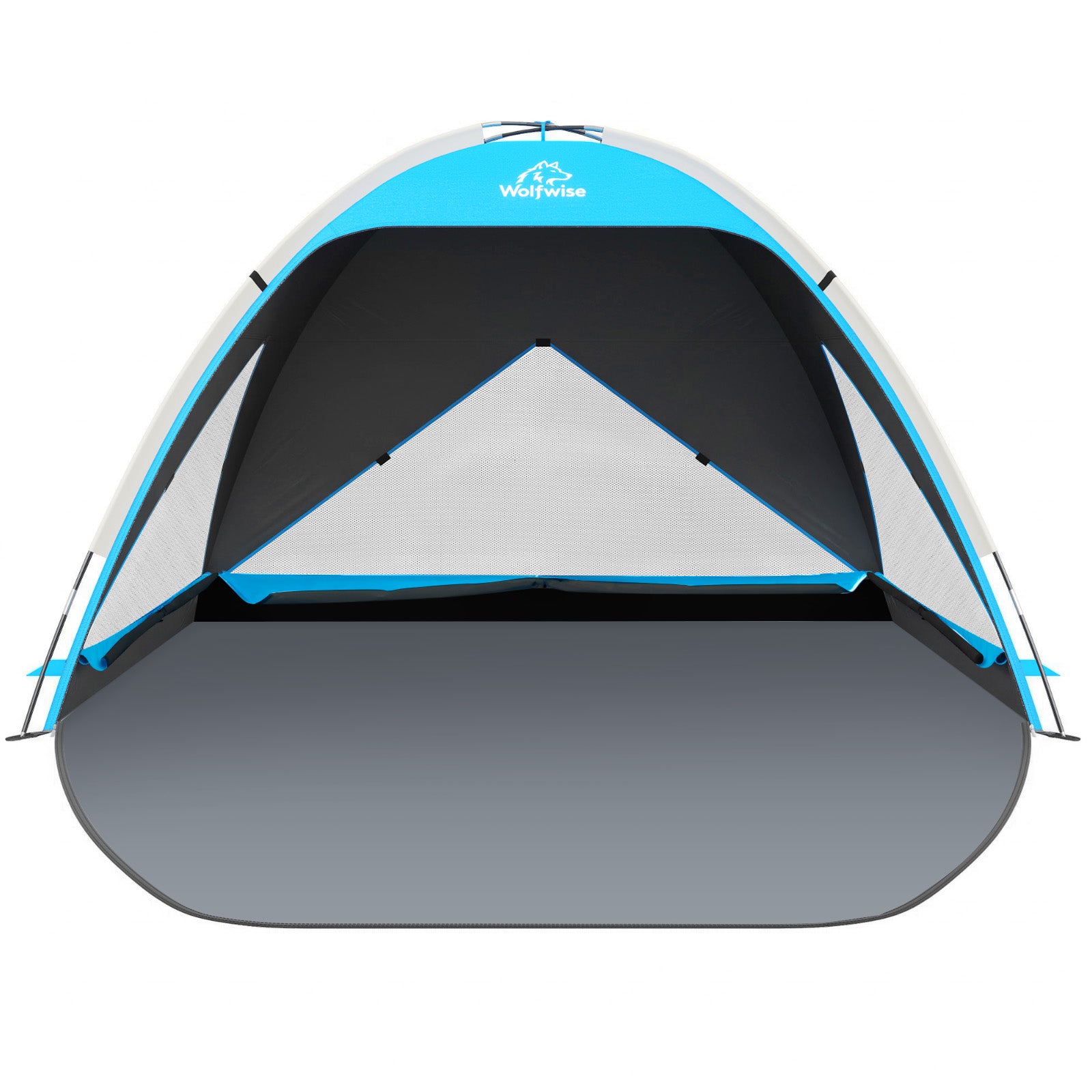 Wolfwise Beach Tent Sun Shelter for 4 Person, UPF 50+, Black Coating