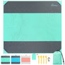 WolfWise 78" × 81" XXL Beach Blanket, Waterproof & Sandproof Picnic Mat with 4 Sand Pockets & 4 Stakes