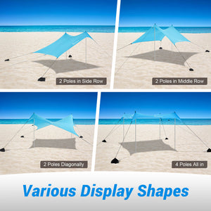 WolfWise ShyShadow S20 Easy Setup Beach Tent, Blue, X-Large