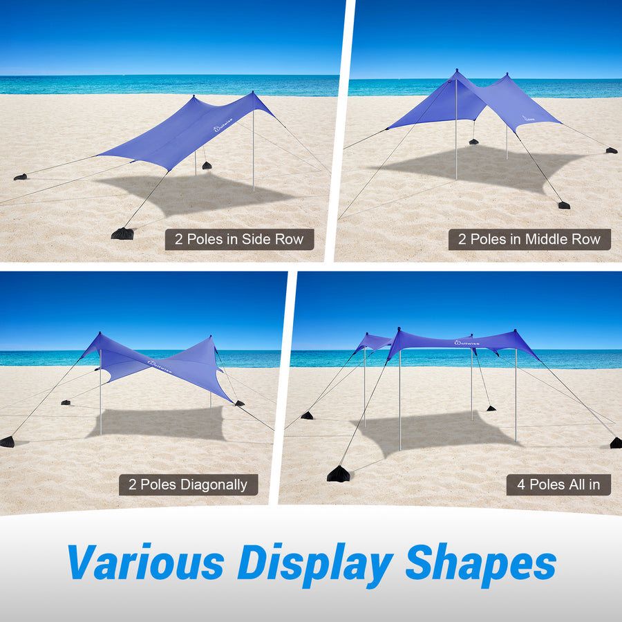 WolfWise ShyShadow S20 Easy Setup Beach Tent, Navy, X-Large