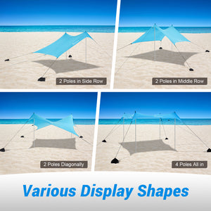 WolfWise ShyShadow S10 Easy Setup Beach Tent, Blue, Large