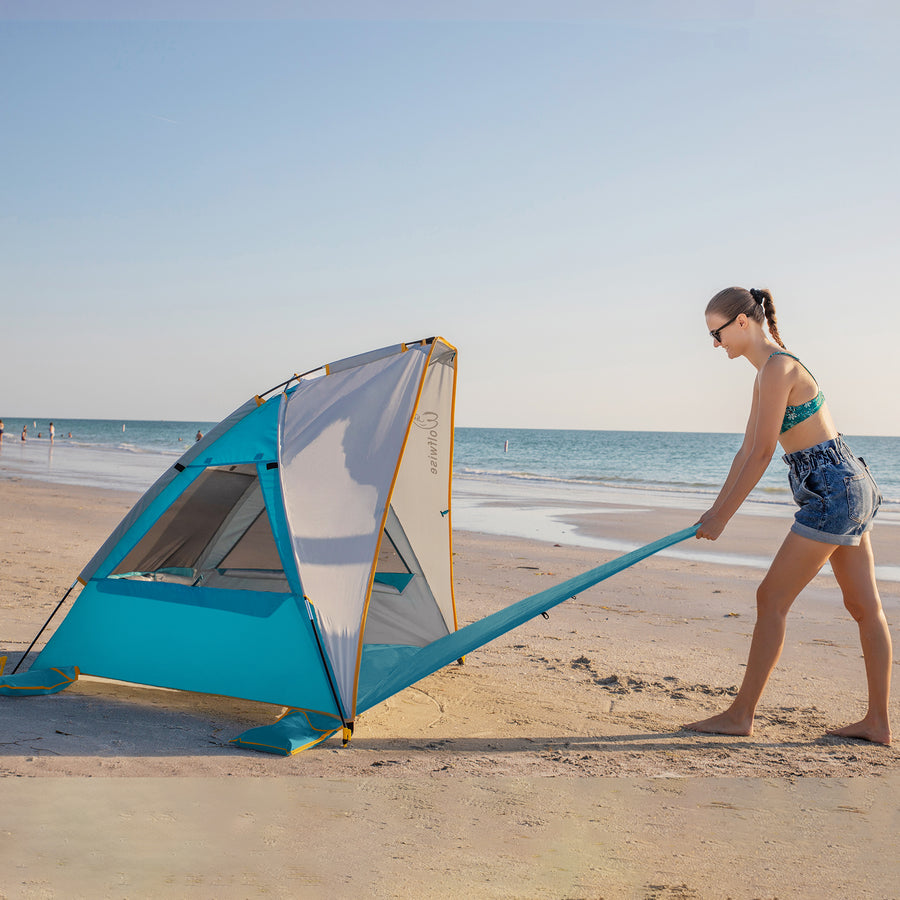 WolfWise SunlitSky A10 Portable Beach Tent, Blue, for 2-3 Person