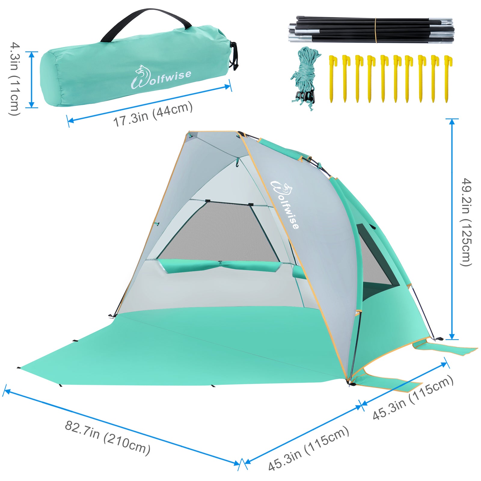 wolfwise 2 personen trekkingzelt WolfWise Portable Beach Tent, Beach Sun Shelter