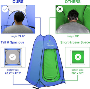 WolfWise pop up shower tent is taller and spacious than other sellers in the market.