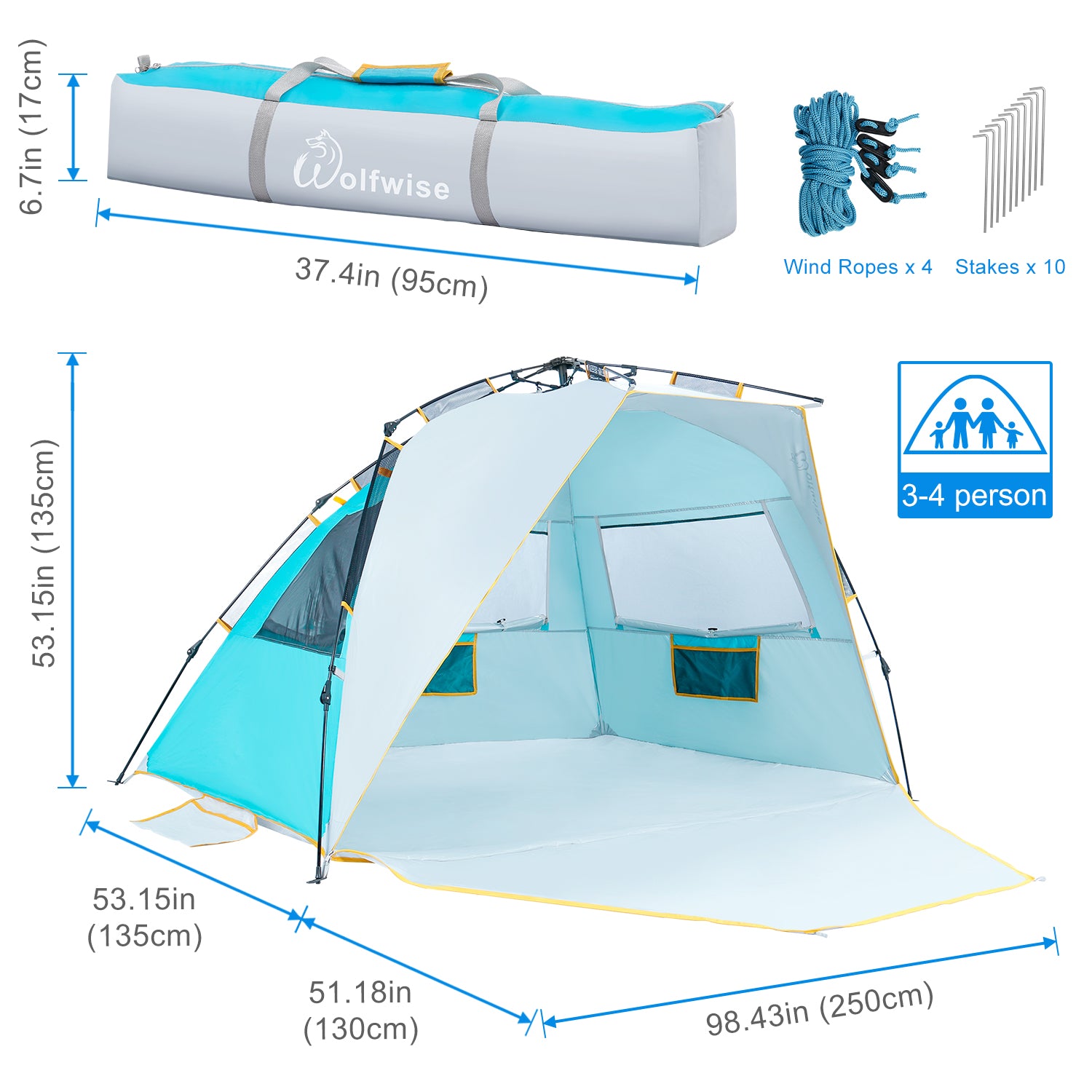 easy tent ulika Wolfwise Easy Setup Beach Tent, Instant Sun Shelter, Baby Beach Tent – WolfWise