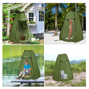 WolfWise pop up changing tent is 47.2" L x 47.2" W x 74.8" H when open and 22.8" L x 22.8" W when folded.