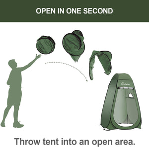 WolfWise pop up shower tent pops up and folds down in seconds, no assembly required.