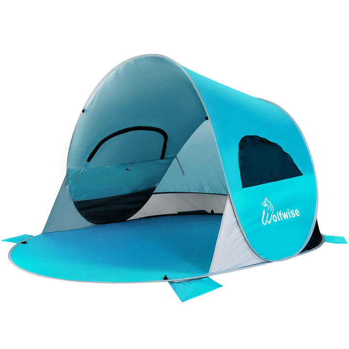 WolfWise SpiltWave R10 UPF 50+ Easy Pop Up 3-4 Person Beach Tent Sport Umbrella Instant Sun Shelter Tent Sun Shade Baby Canopy