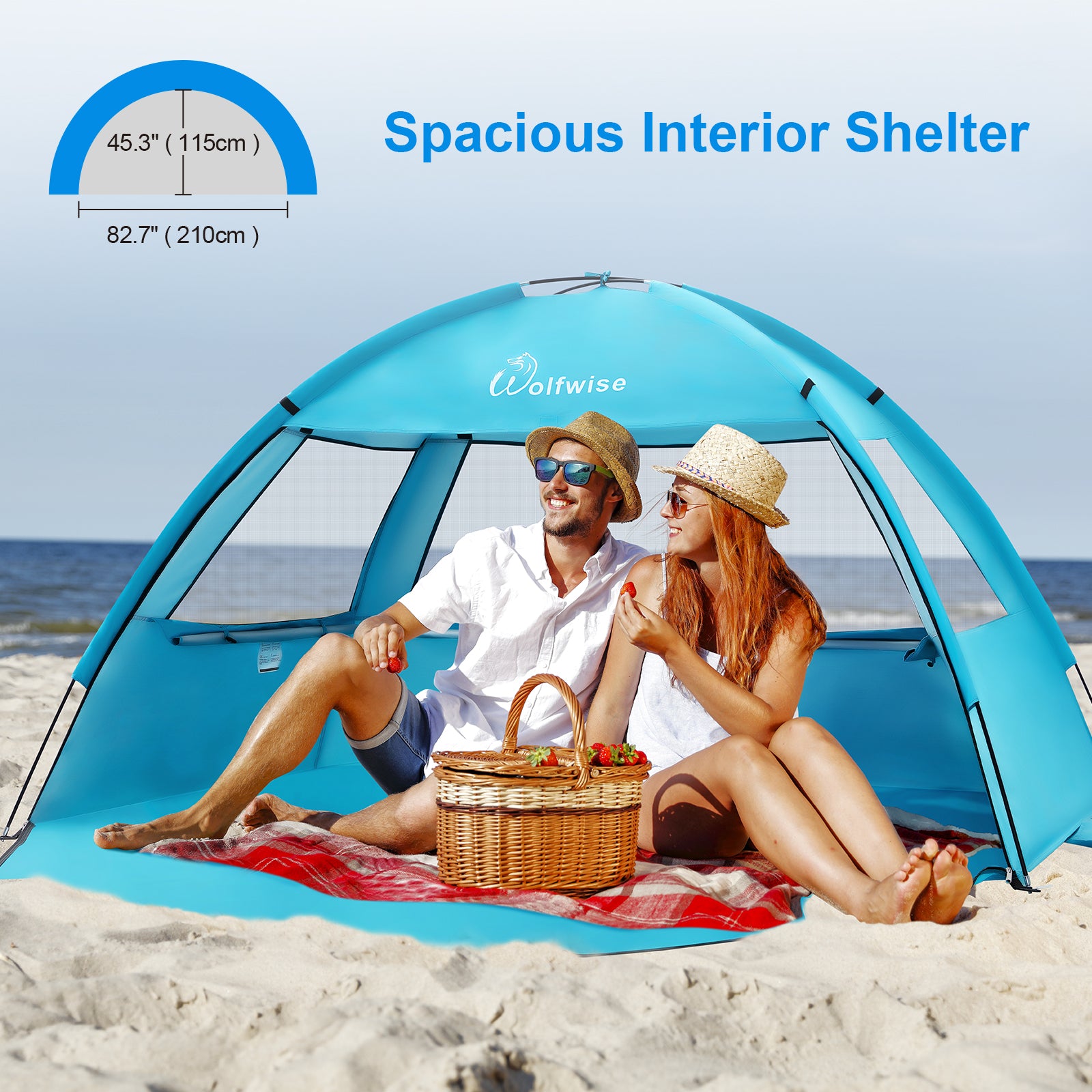 wolfwise zelt WolfWise Easy Set up Beach Tent, UPF 50+
