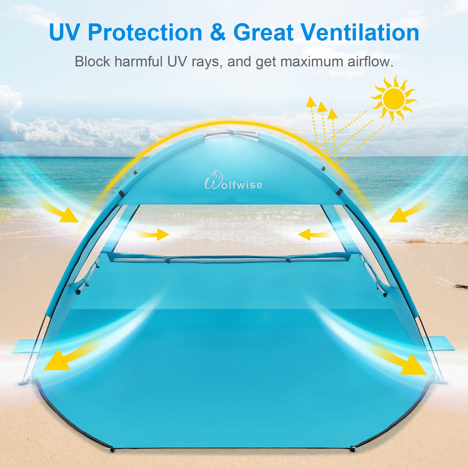 pop up tent beach WolfWise Easy Set up Beach Tent, UPF 50+