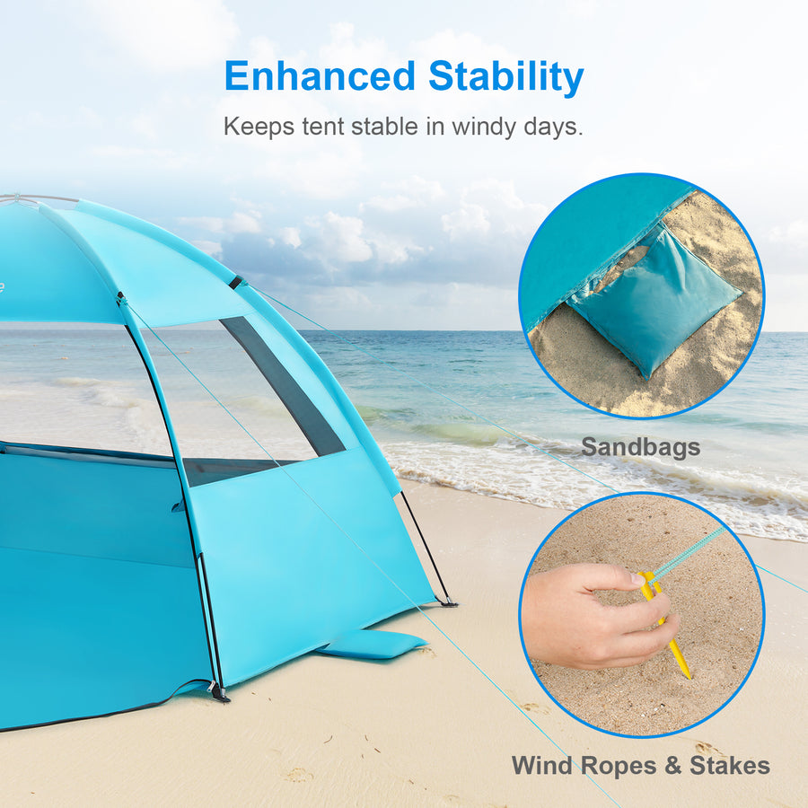 WolfWise Easy Set Up Beach Tent, Blue