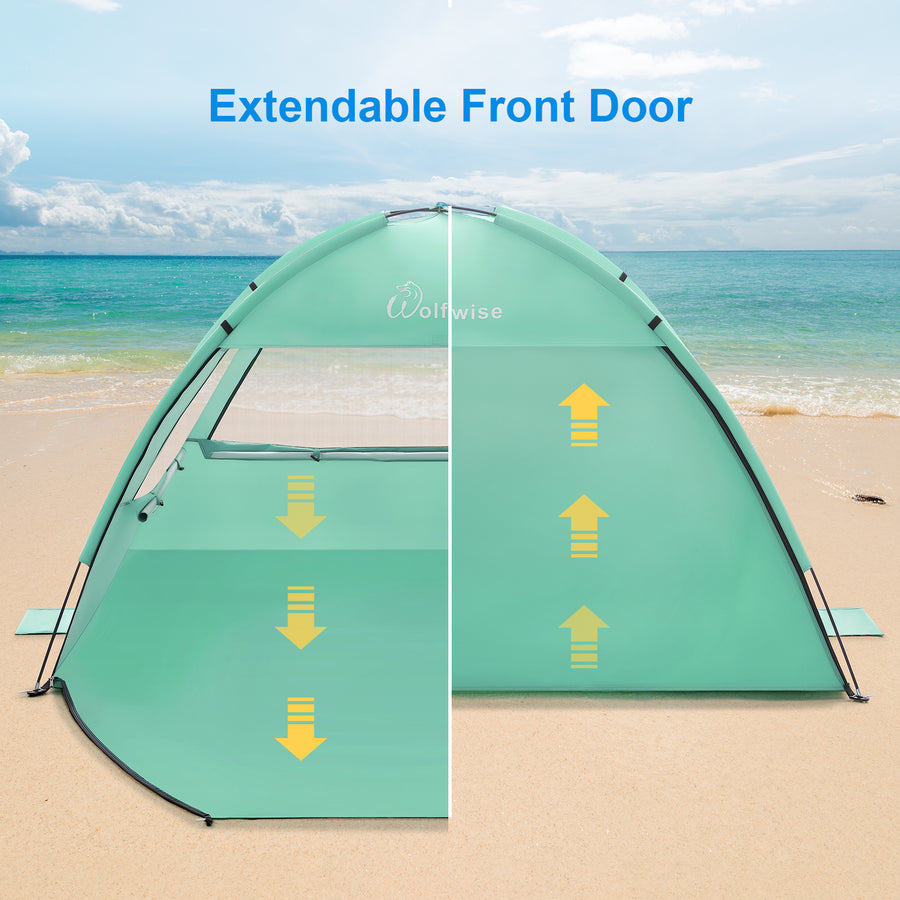 WolfWise Easy Set Up Beach Tent, Mint Green